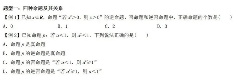 每日一练｜数学-四种命题及其关系