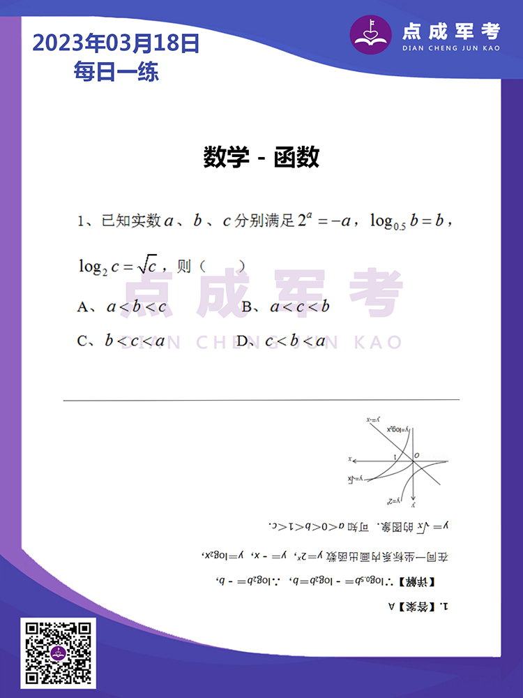 2023年3月18日每日一练｜数学-函数